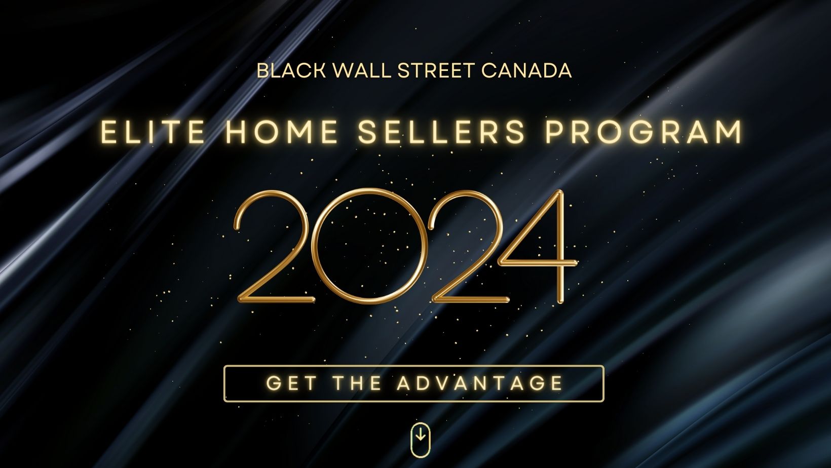 Black and gold flyer for Elite Home Sellers Program -Toronto - Ontario- Black Wall Street Canada Real Estate