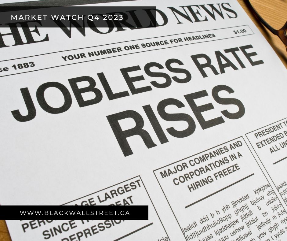 Newspaper showing "Jobless Rate Rises" as the headline