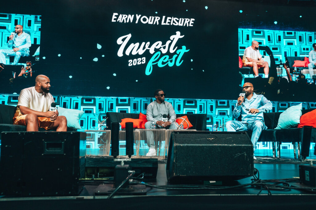 Stage pannel with Diddy and Earn Your Leisure at Invest Fest