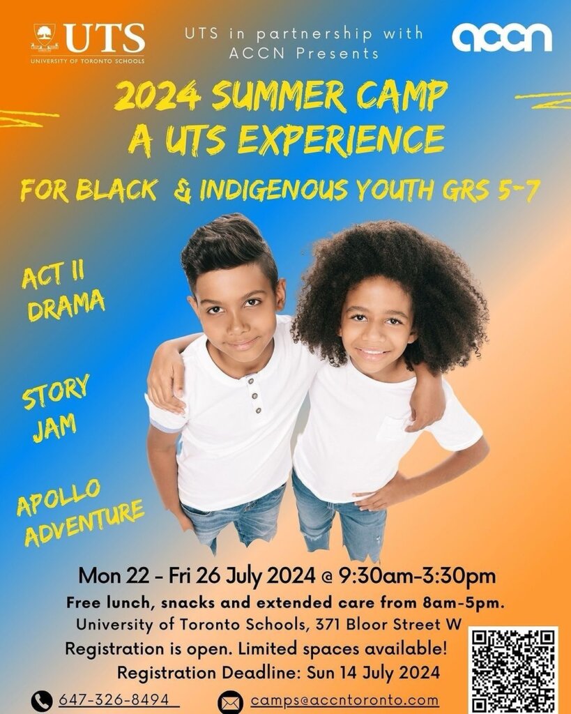 Flyer for University of Toronto Free Youth Summer Camp 2024